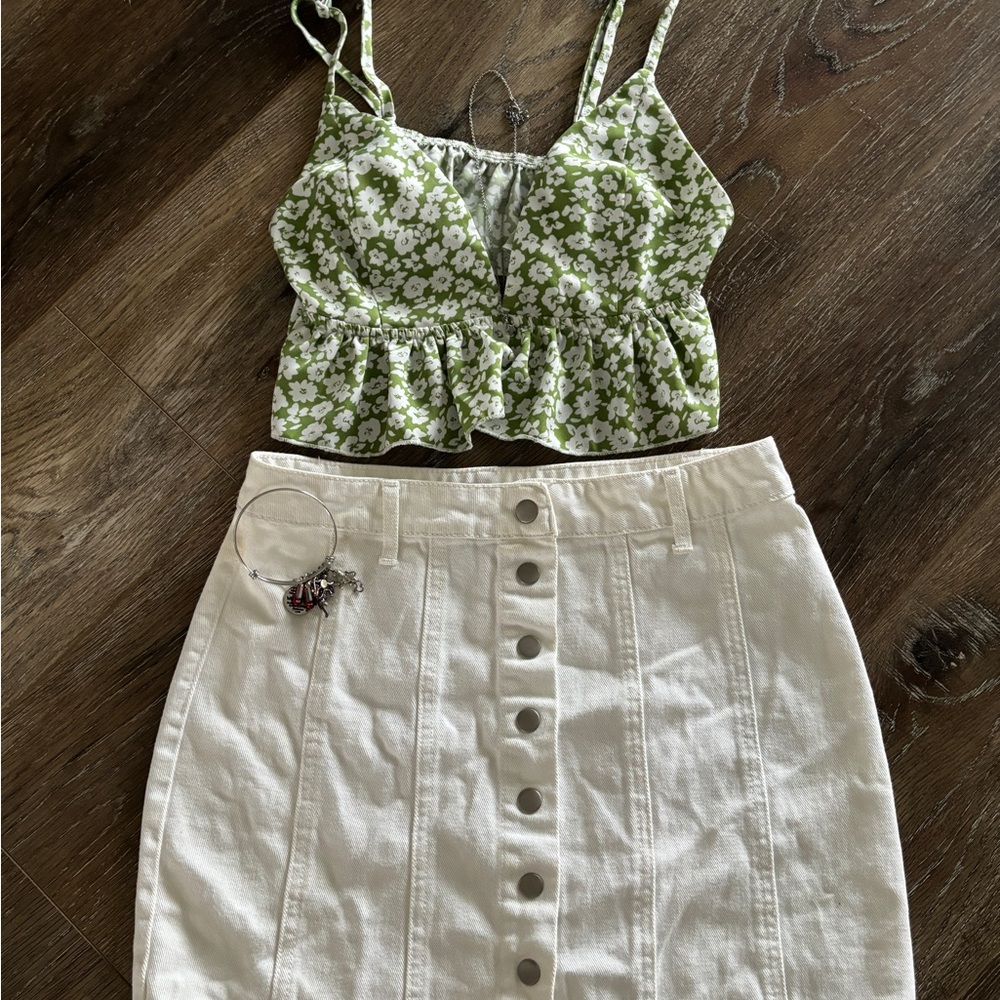Forever 21 White Button Up Skirt.